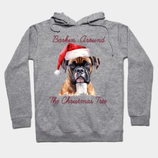 Christmas Boxer Dog in Santa Hat Hoodie